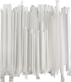 #7 3/4 : JUMBO CLEAR WRAPPED STRAWS 400 CT *1469*