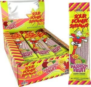 SOUR POWER STRAWS, PASSION FRUITS 24 CT