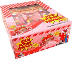 SOUR POWER STRAWS, STRWBERRY 24 CT *167*