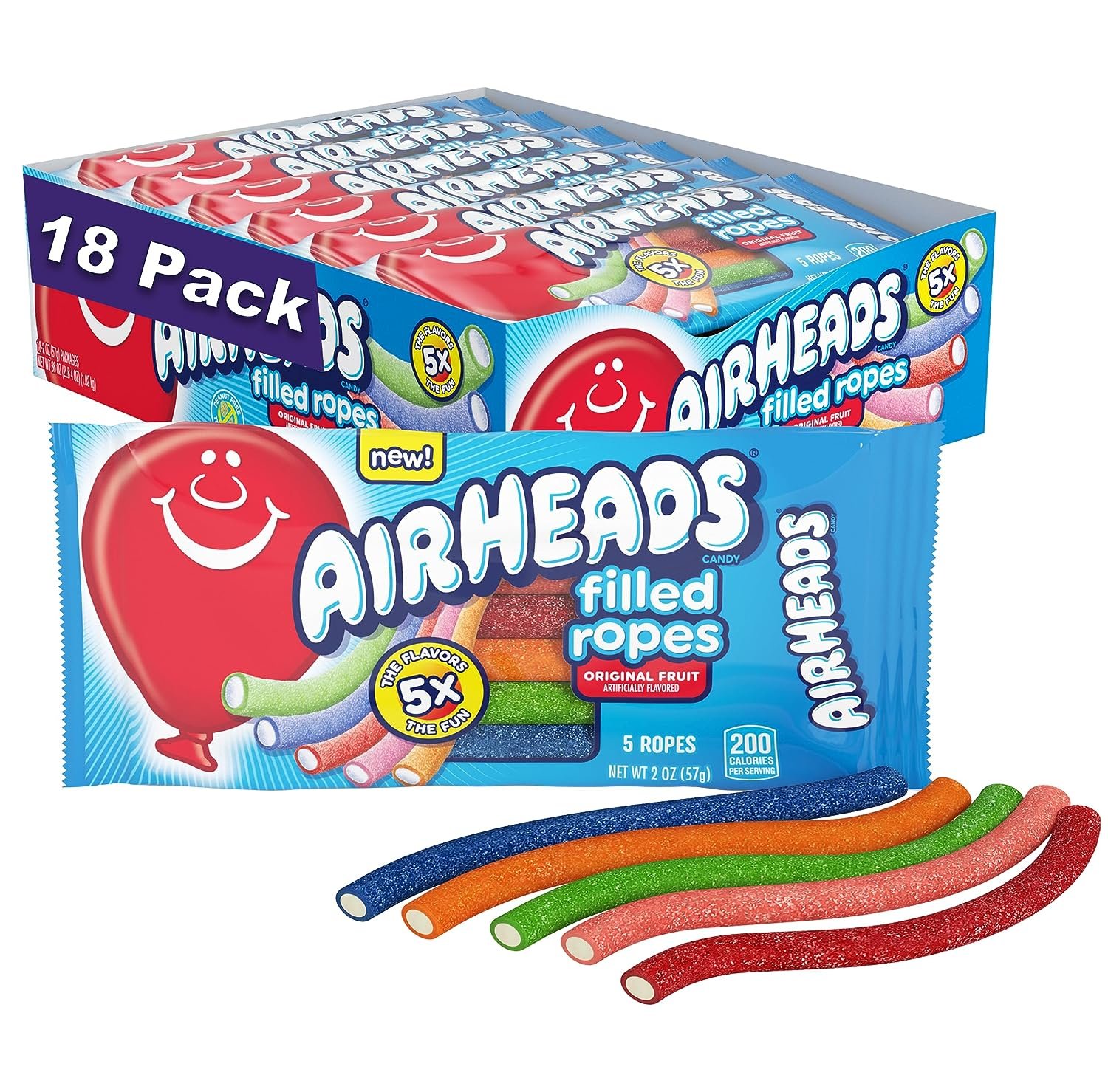 AIRHEADS, FILLED ROPES ASSORTED 18 CT *NEW*