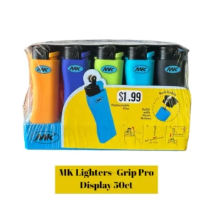 MK GRIP REFILLABLE LIGHTERS, 50 CT