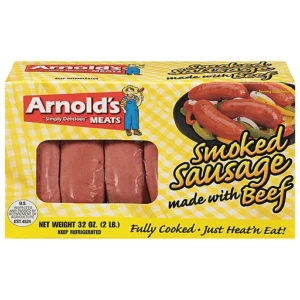 #ARNOLD'S MEATS SMOKED SAUSAGE BEEF MILD,  5 LB
