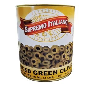 #SANTORINI SLICED GREEN OLIVE 55 OZ 3 LB