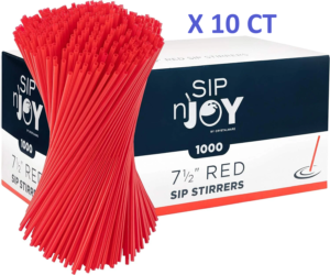 #7 " RED COFFEE STIRRERS, 1000X10CT