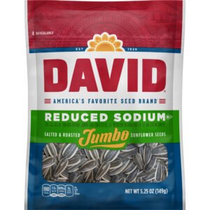 DAVID, 'S JUMBO SUNFLOWER SEEDS REDUCED SODIUM 5.25 OZ 1/12CT