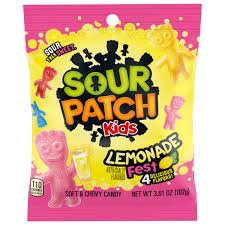 SOUR PATCH KIDS, LEMONADE PEG BAG  SIZE 3.6 OZ 12 CT