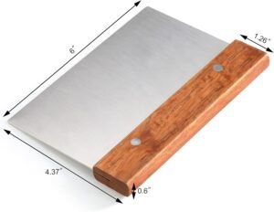 # WOOD HANDLE DOUGH CUTTER, 6*3 STAINLESS STEEL