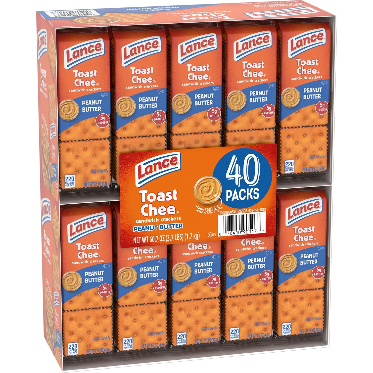 LANCE, TOASTCHEE PEANUT BUTTER CRACKERS, 1.52 OZ., 40 PK.