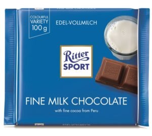 RITTER SPORT, FINE MILK CHOCOLATE 30% COCOA 12X100G