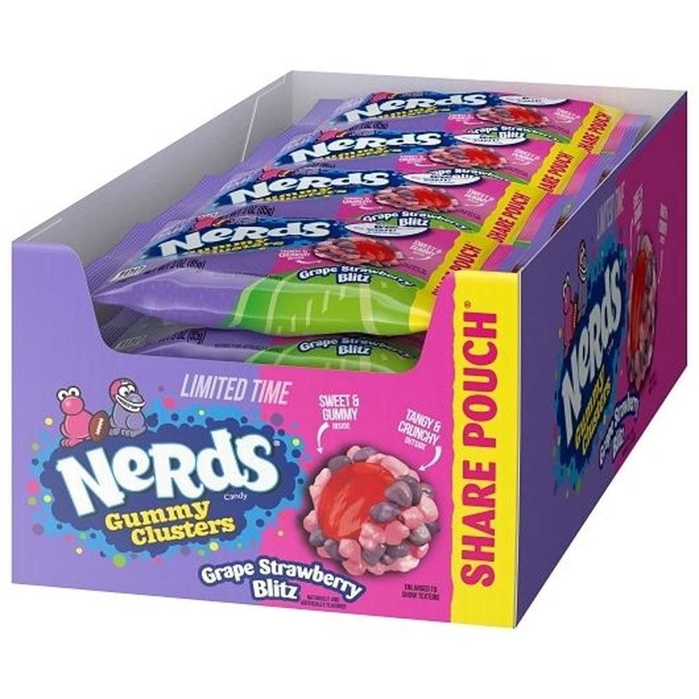NERDS, GUMMY CLUSTERS GRAPE STRAWBERRY BLITZ 3 OZ X 12 CT