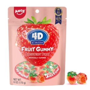 AMOS, 4D STRAWBERRY FRUIT GUMMY 6 OZ X12 CT