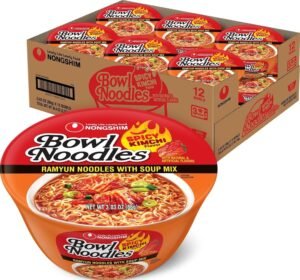 NONGSHIM BOWL NOODLES HOT & SPICY KIMCHI 12 CT