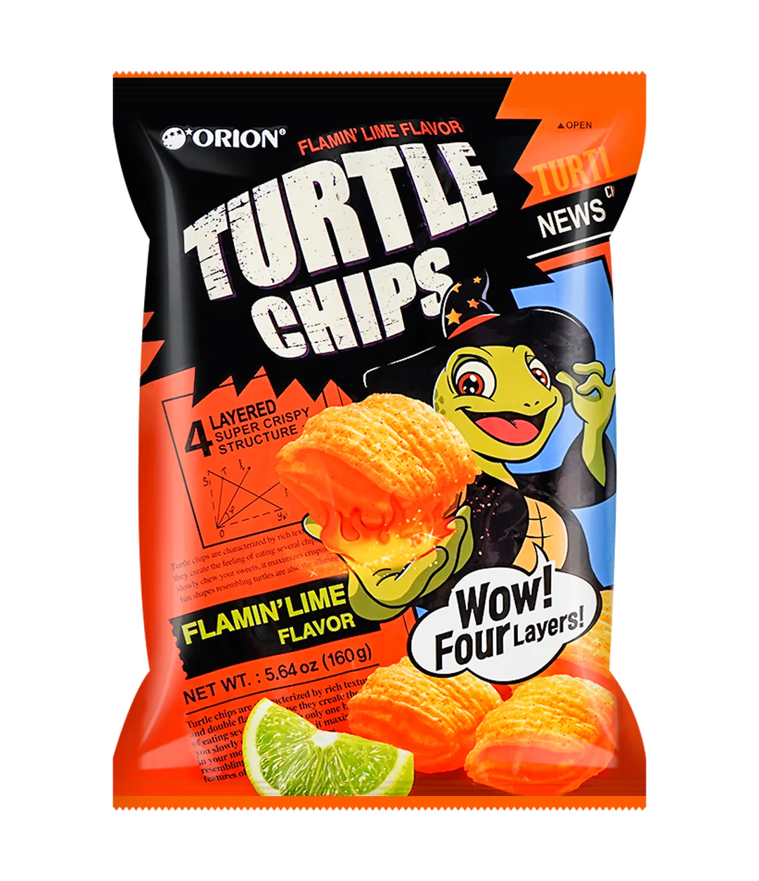 TURTULE CHIPS FLAMIN' LIME 5.64 OZ
